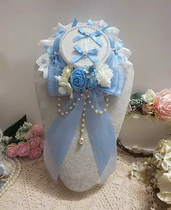 Tocado de Sombrero de Encaje Lolita Gótico Hecho a Mano