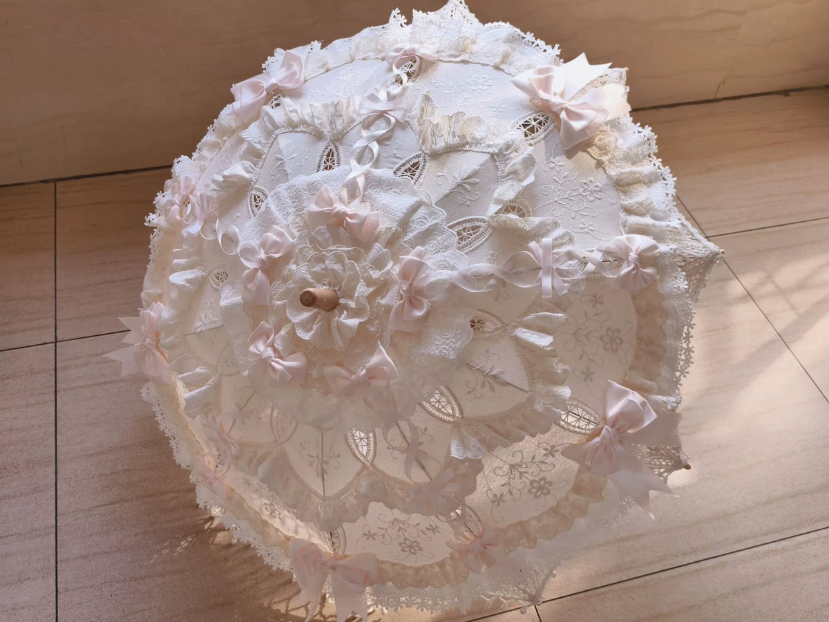 Ombrelle Lolita rose artisanale 73 cm