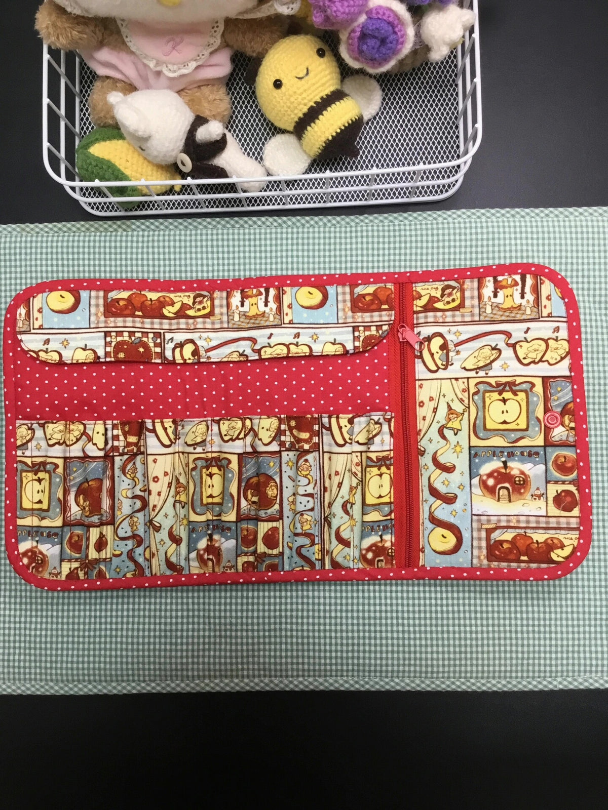 Crochet Hook Storage Case Ten Slot Apple Print