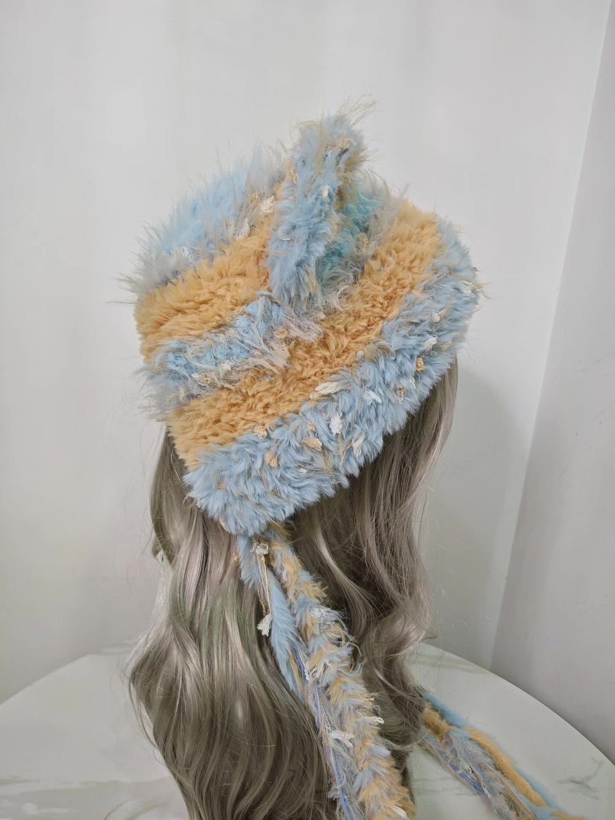 Blue Tan Bear Hooded Headpiece
