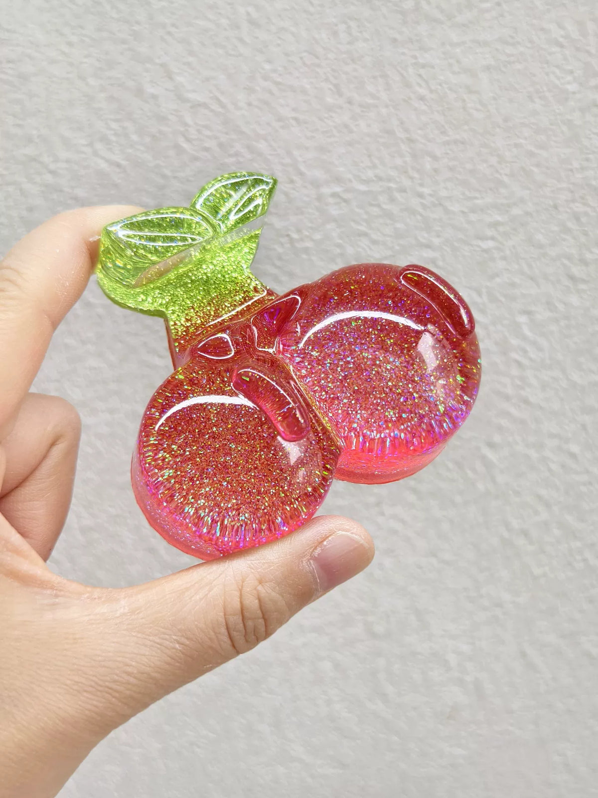Glitter Cherry Resin Telefoonstandaard