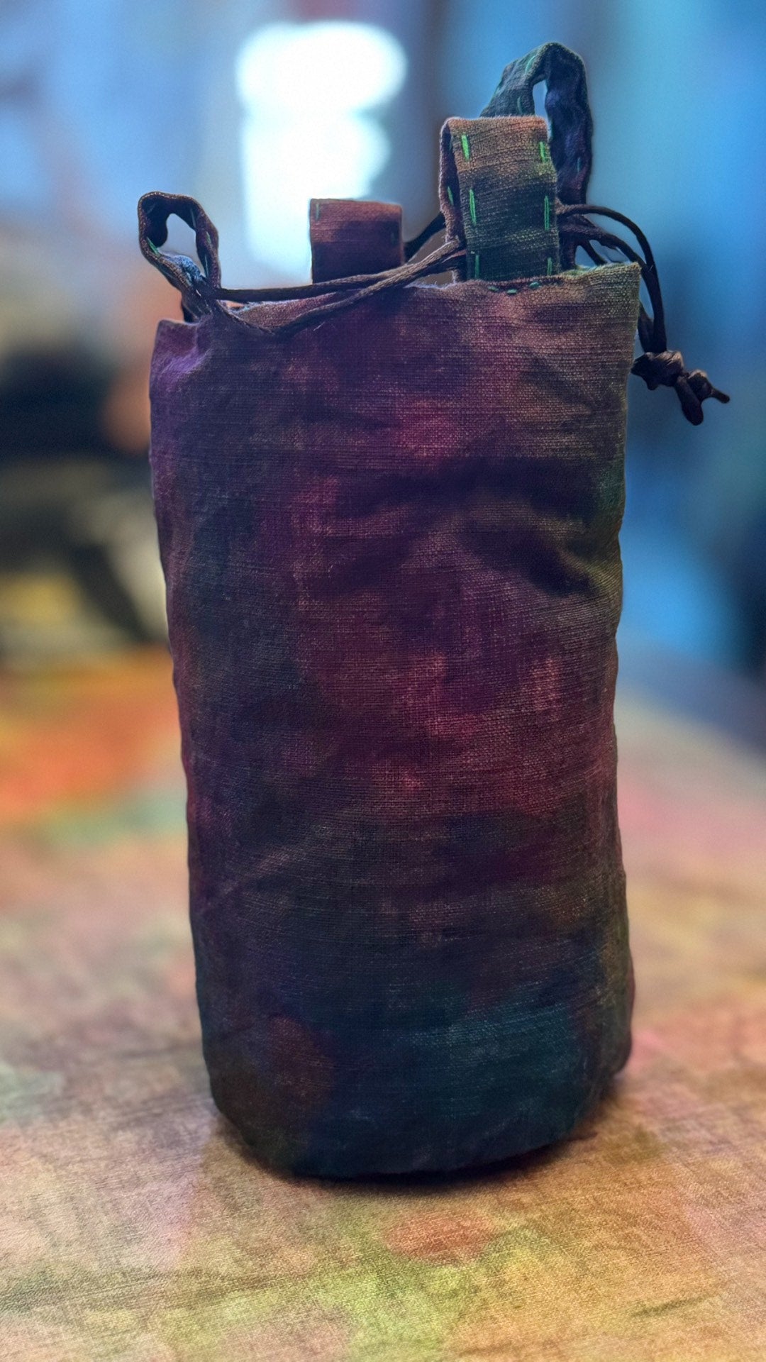 Handwoven Dyed Cylindrical Tea Travel Bag