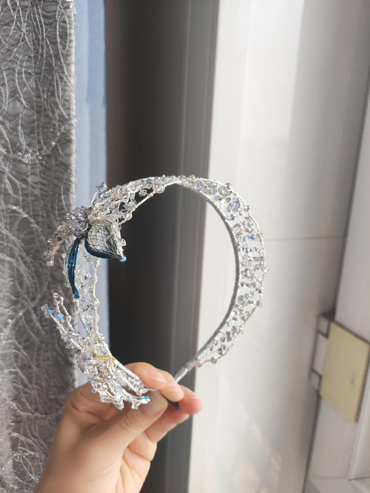 Silver Butterfly Openwork Crystal Headband