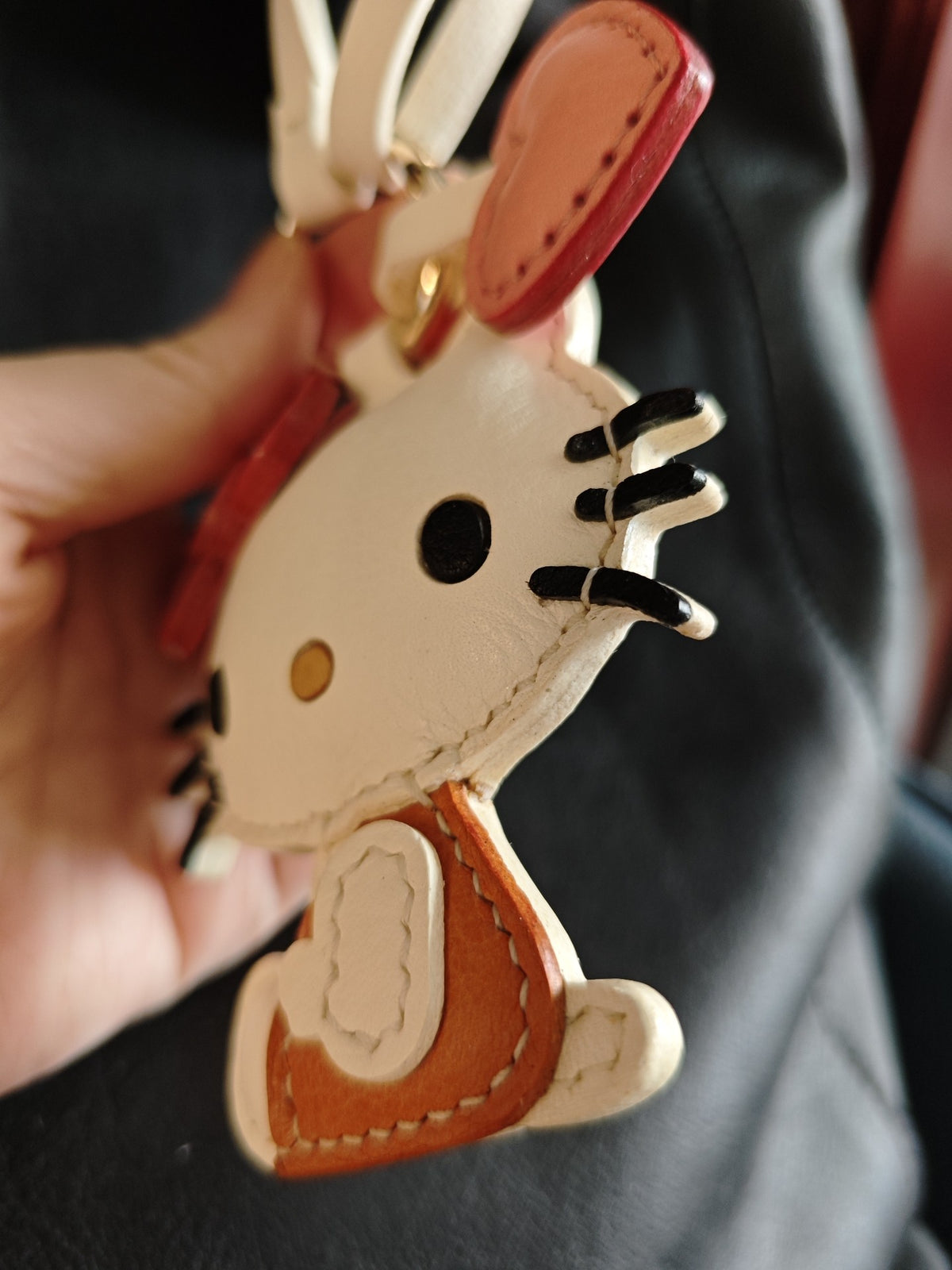 Hello Kitty Leather Bag Charm Keychain