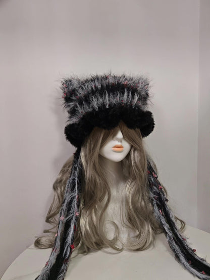 Midnight Rose Cat Ear Hat with Adjustable Fit