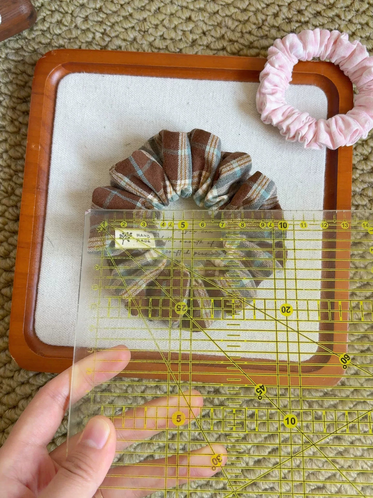Imported Plaid Multi Pleat Scrunchie Set