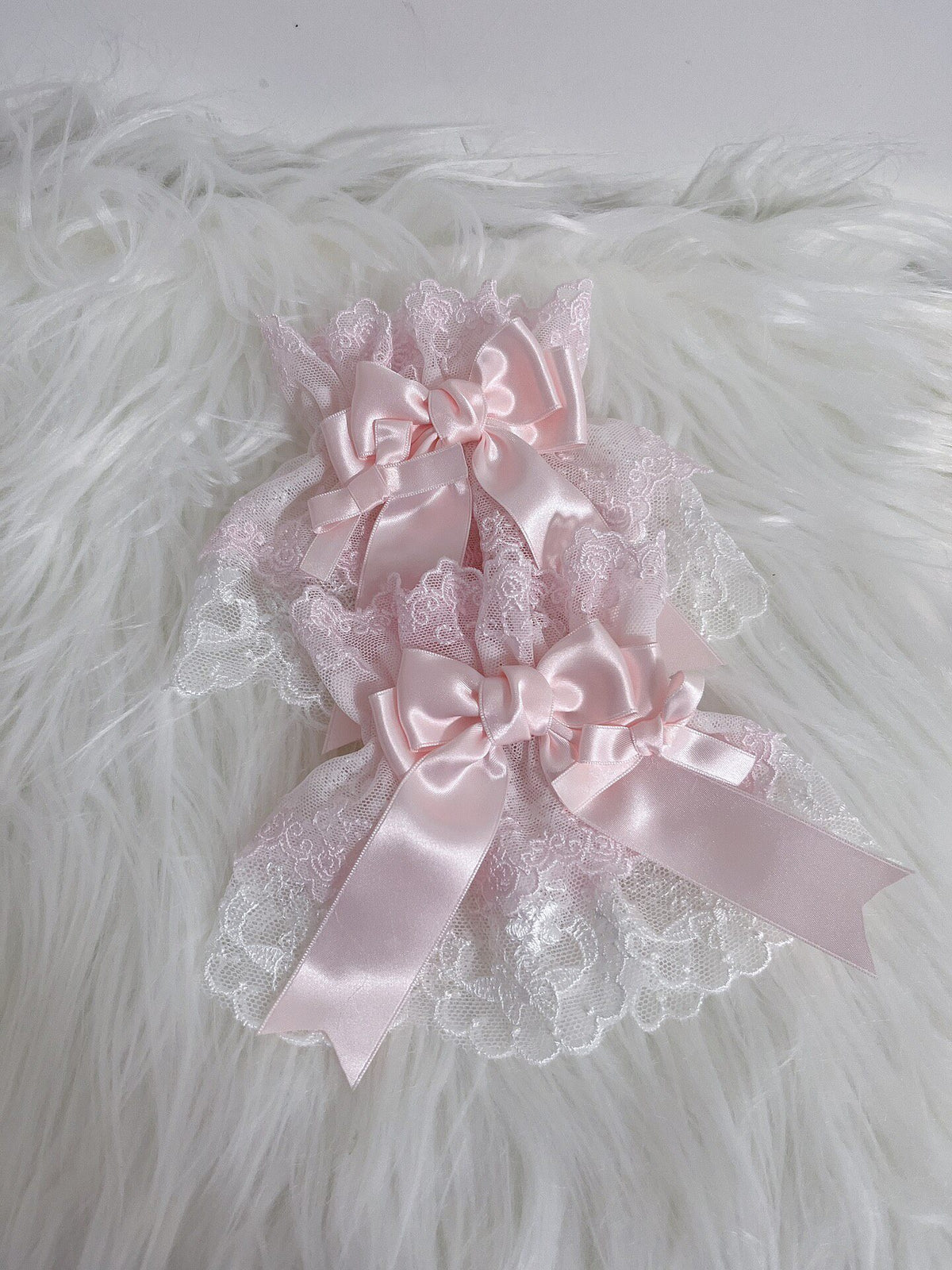 Pink Lolita Handmade Lace Wrist Cuffs