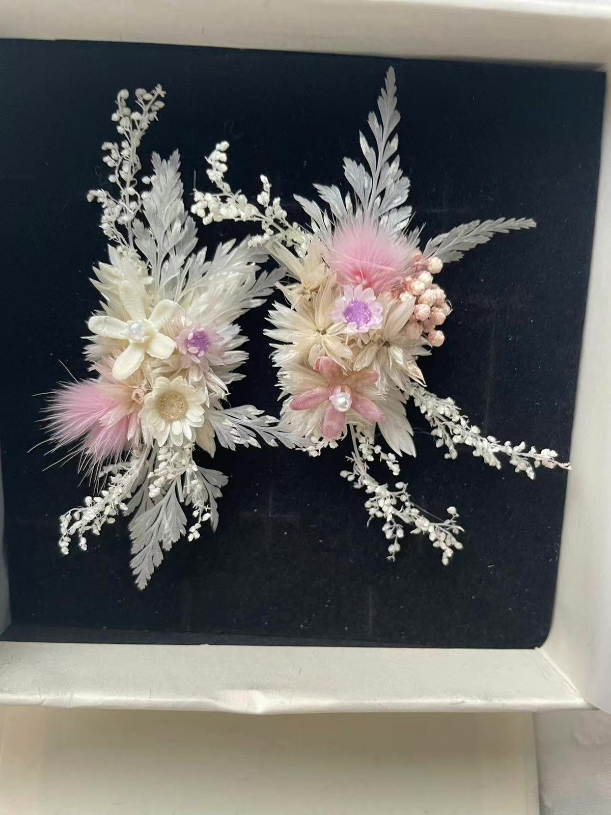 Light Purple Preserved Flower Adjustable Ring Pair