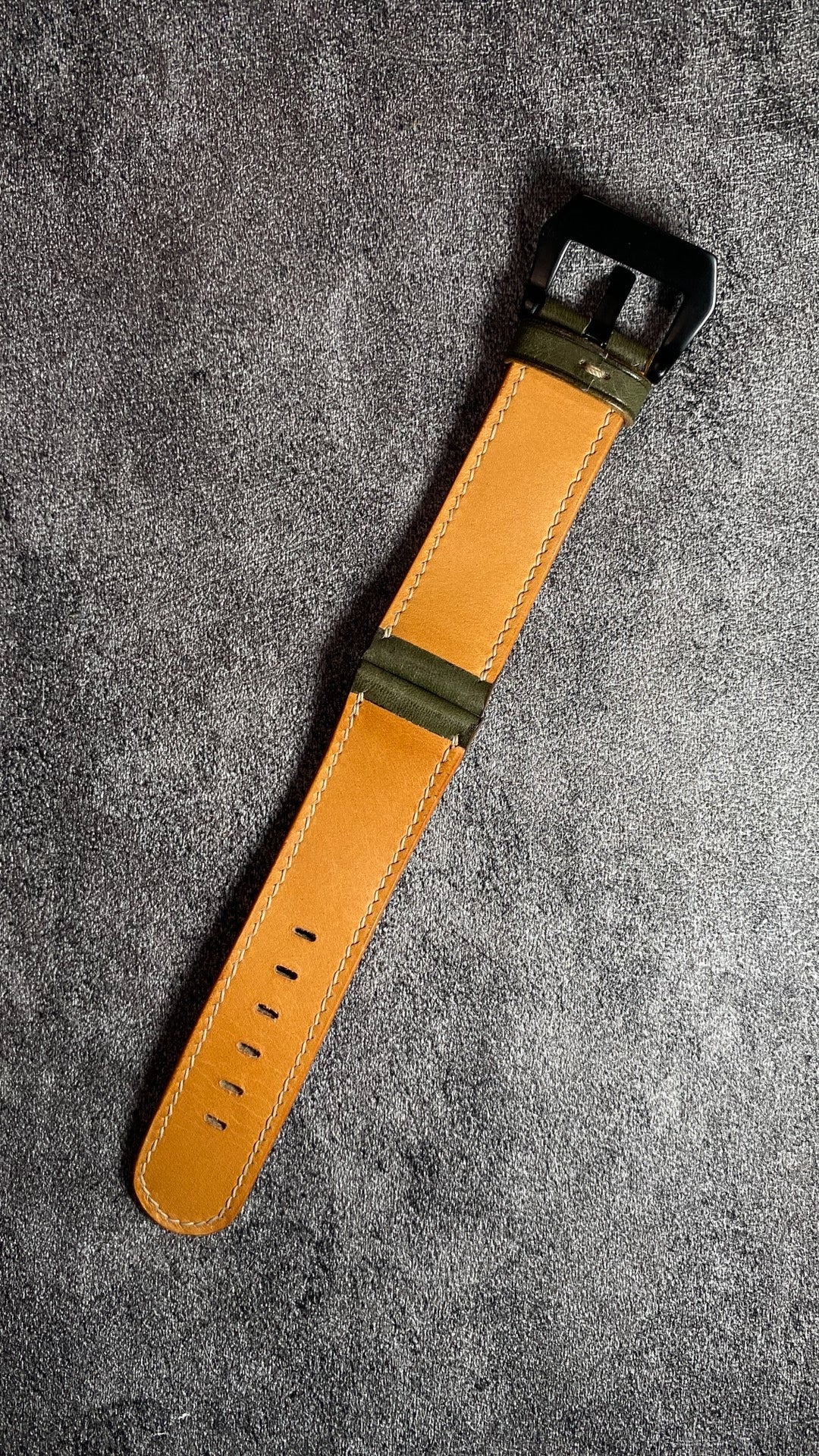 Handcrafted Olive Leather Watch Strap
