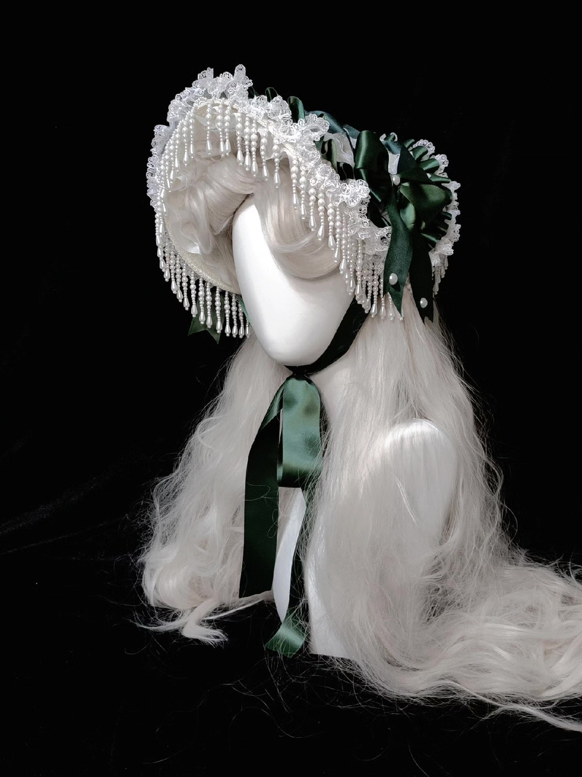 Handmade Gothic Bonnet Straw Hat with Lace