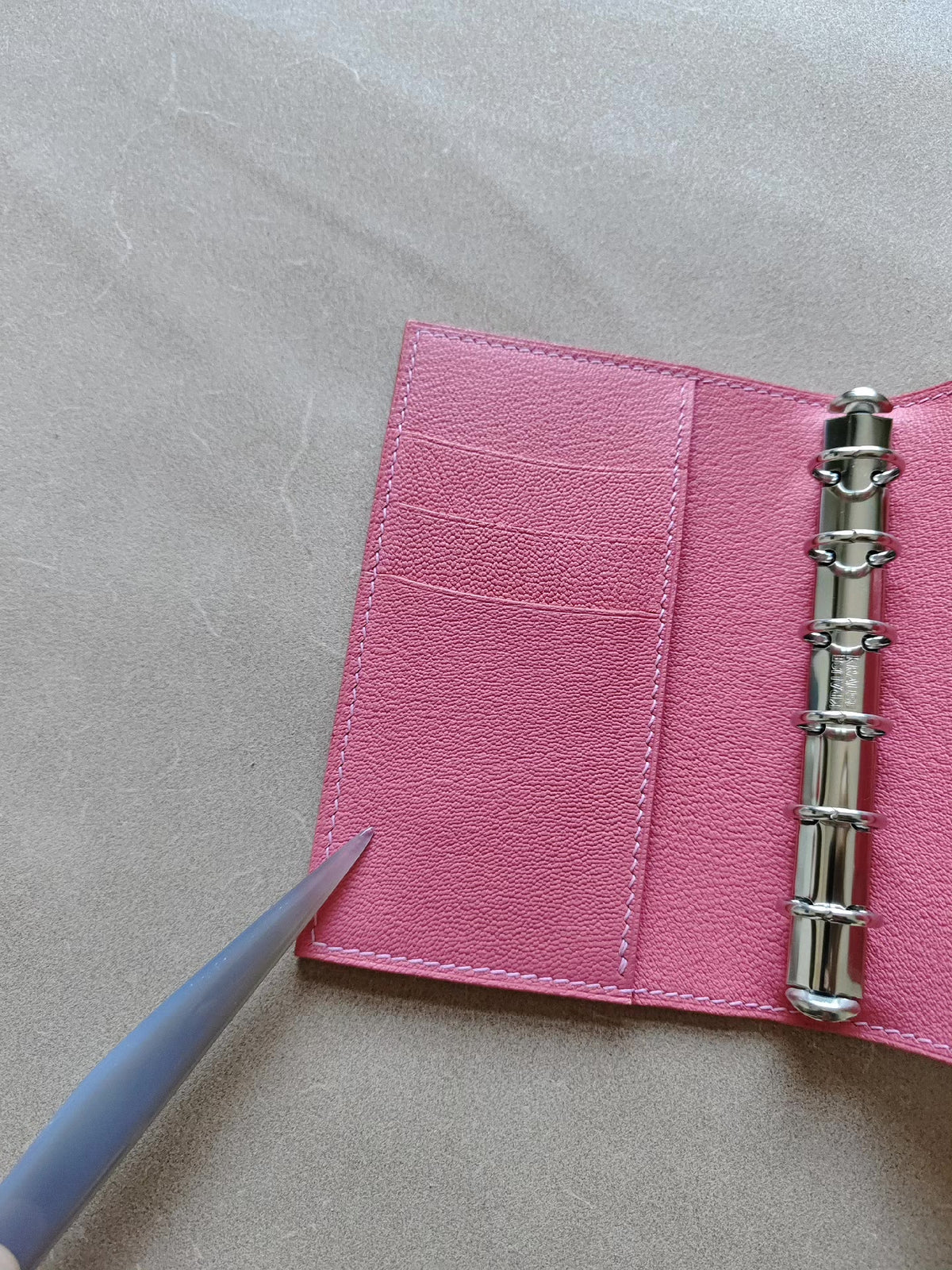 A7 Knox Tri-Fold Planner Pink Bridle Leather
