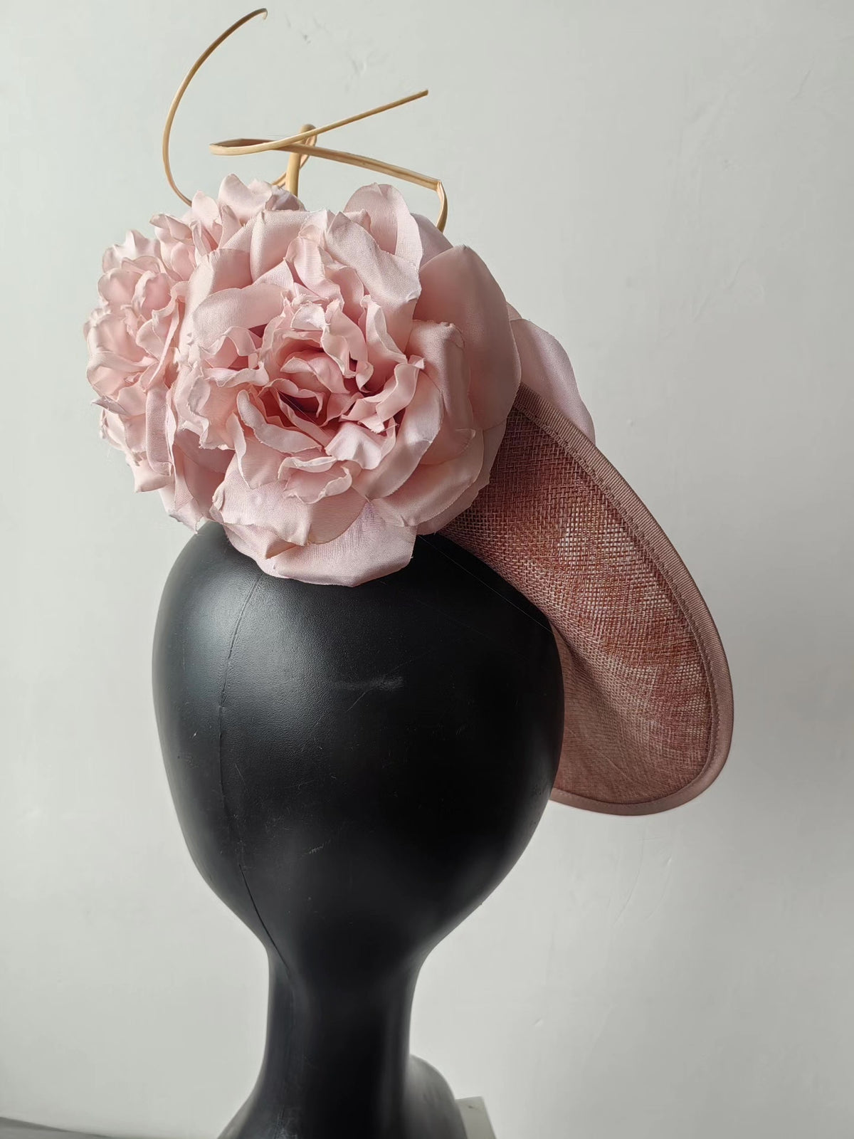 Deep Pink Linen Fascinator Hat with Floral Accent