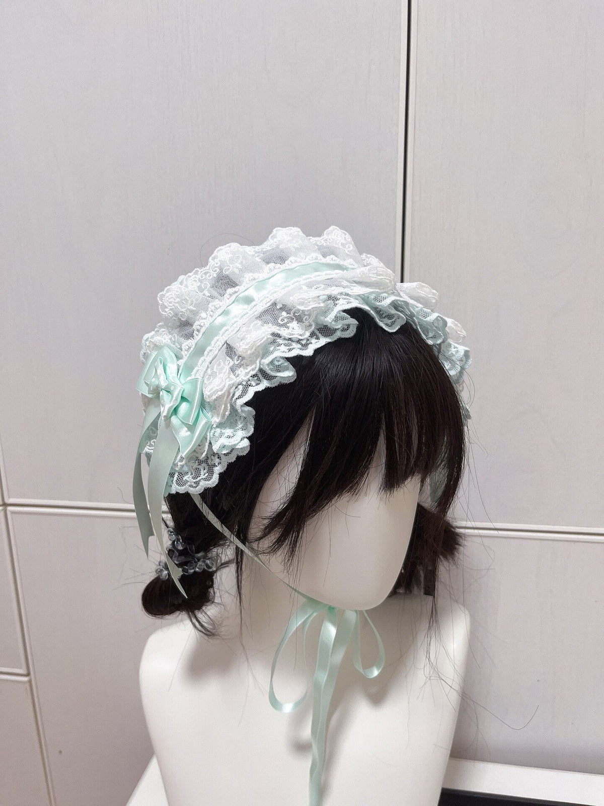 Mint Green Lace Lolita Headband with Bow