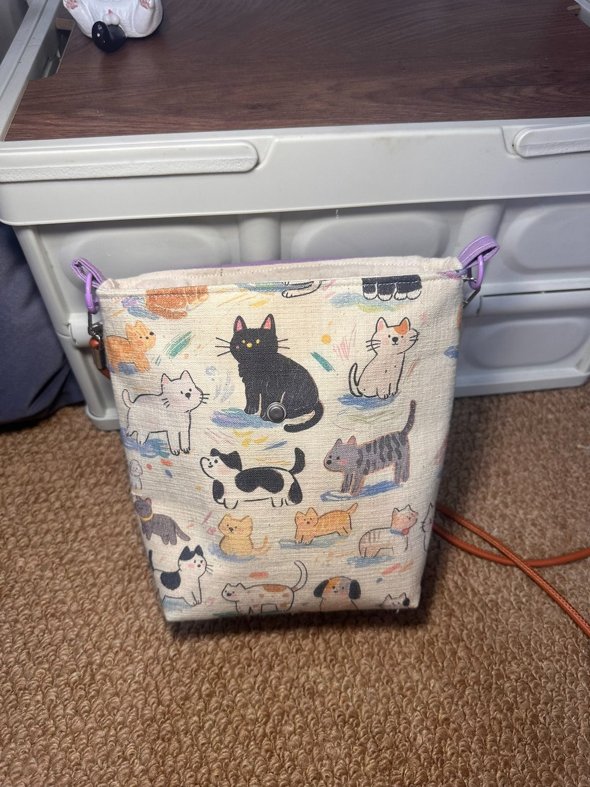 Cat Crossbody Bag with Flap Closure