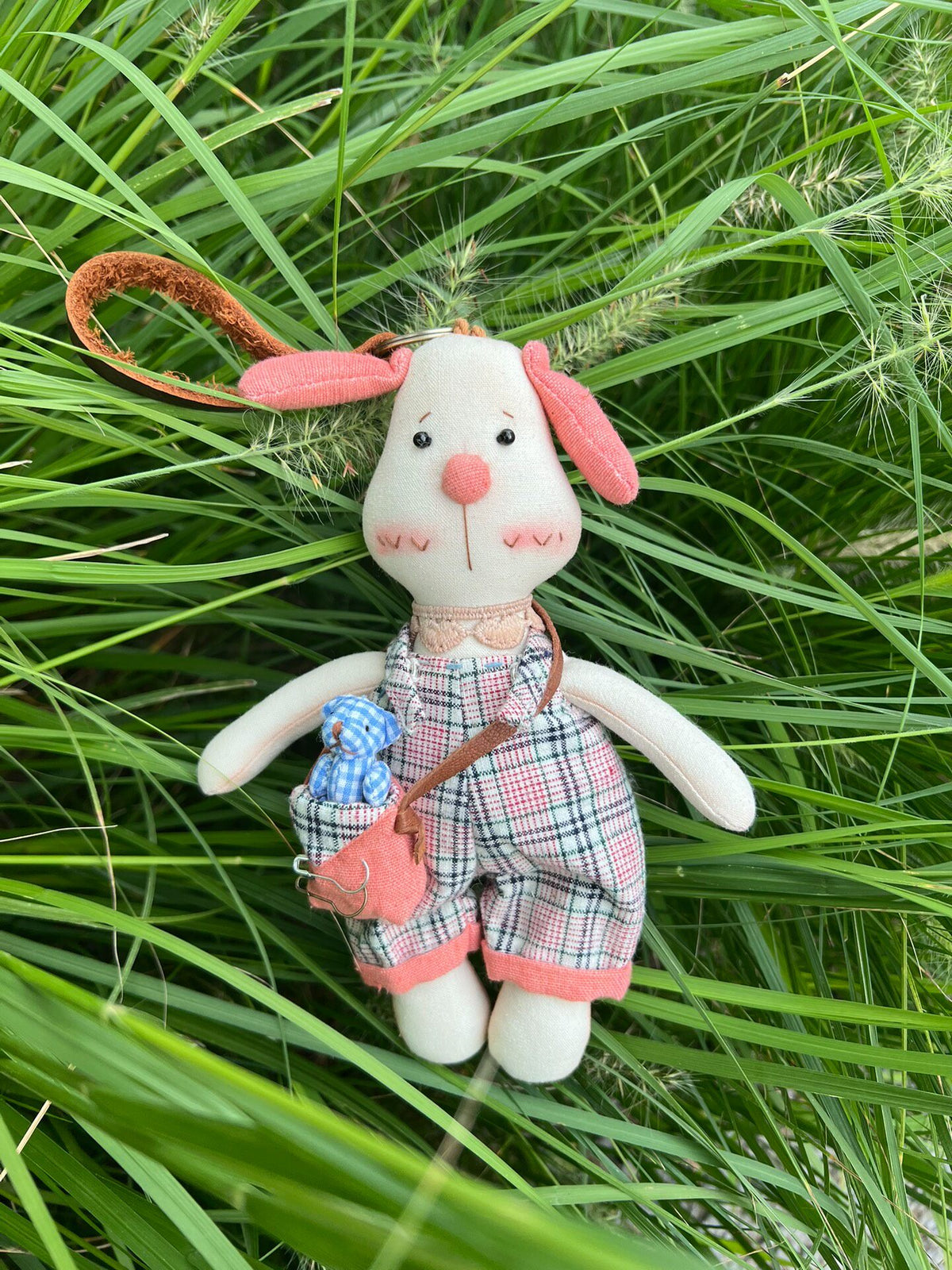 Handwoven Dog Plush Keychain Accessory
