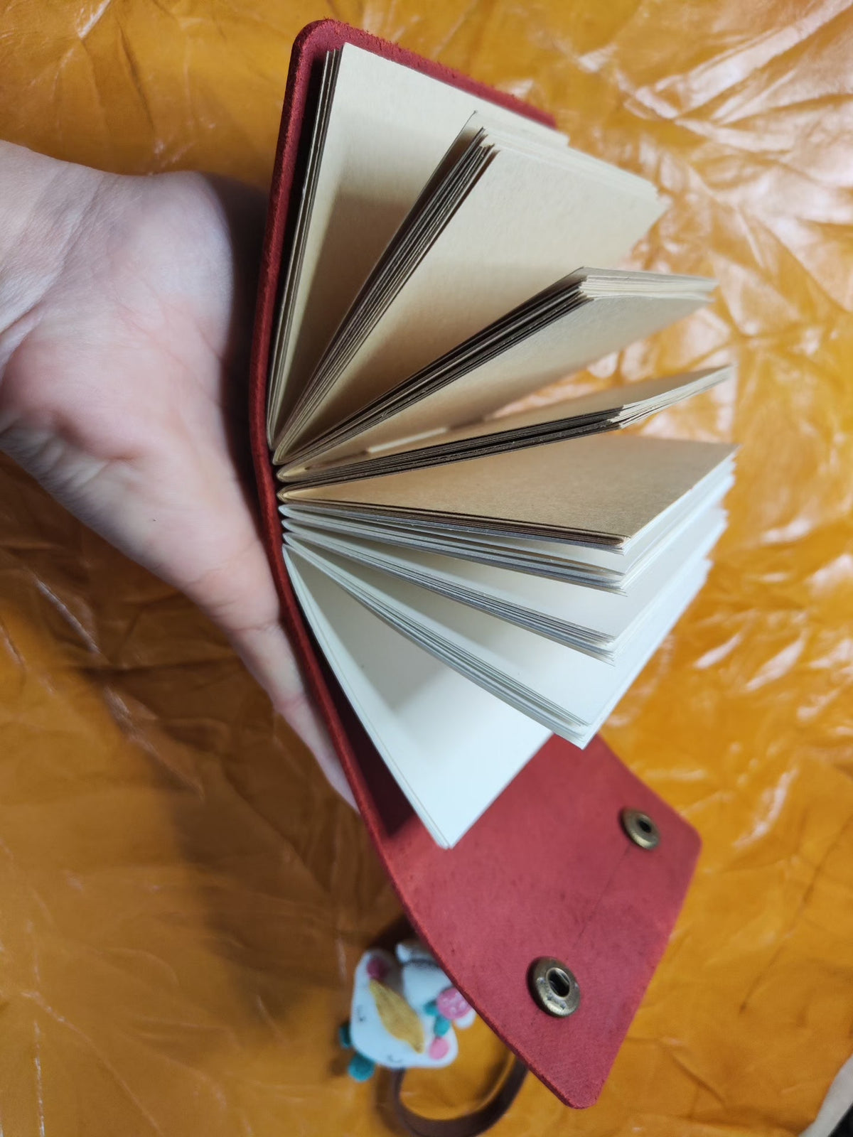 Cowhide Leather Notebook with Bird Charm