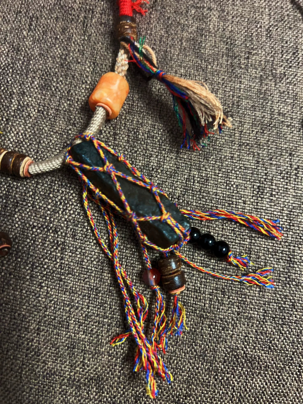 Handmade Tibetan Style Braided Cord Gobi Agate Necklace