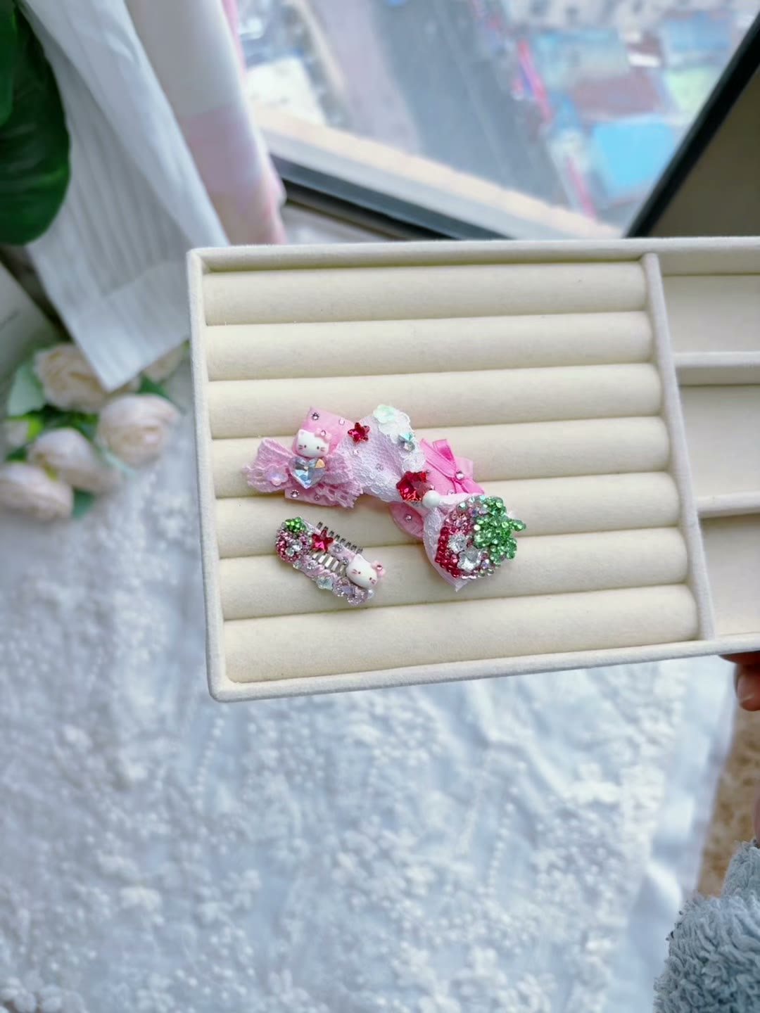 Pink Gradient Frog Pet Hair Clip Set