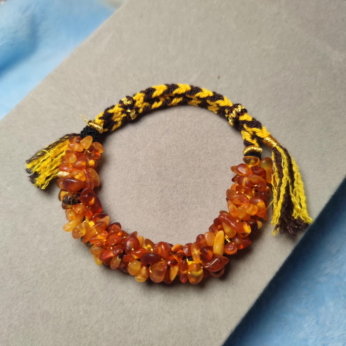 Amber Beeswax Braided Soft Bracelet