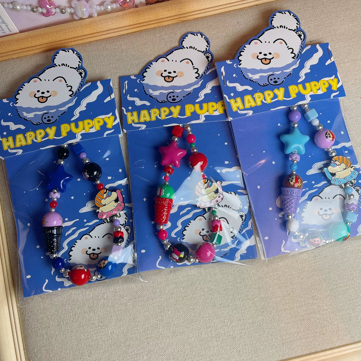 Cartoon Character Beaded Phone Strap