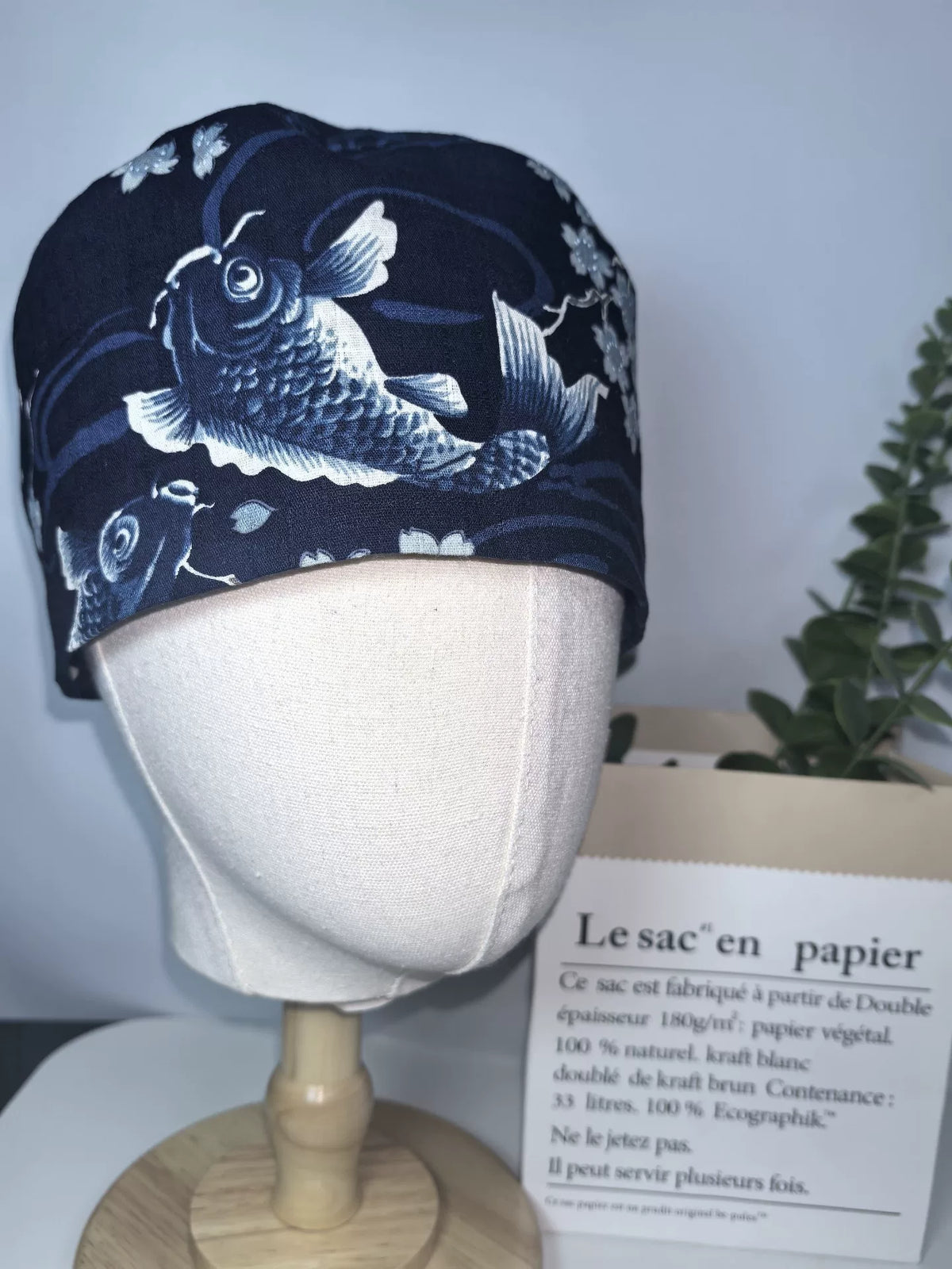Heren Koi Print Scrub Cap Japans Katoen
