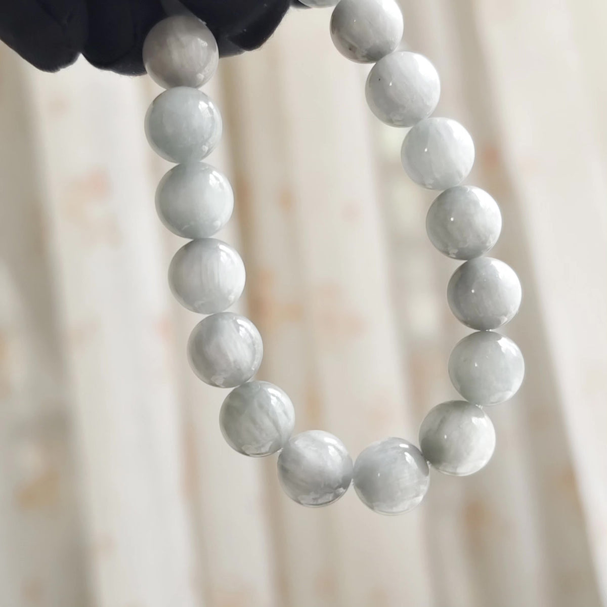 Gray Cat Eye Stone Bead Bracelet 11mm
