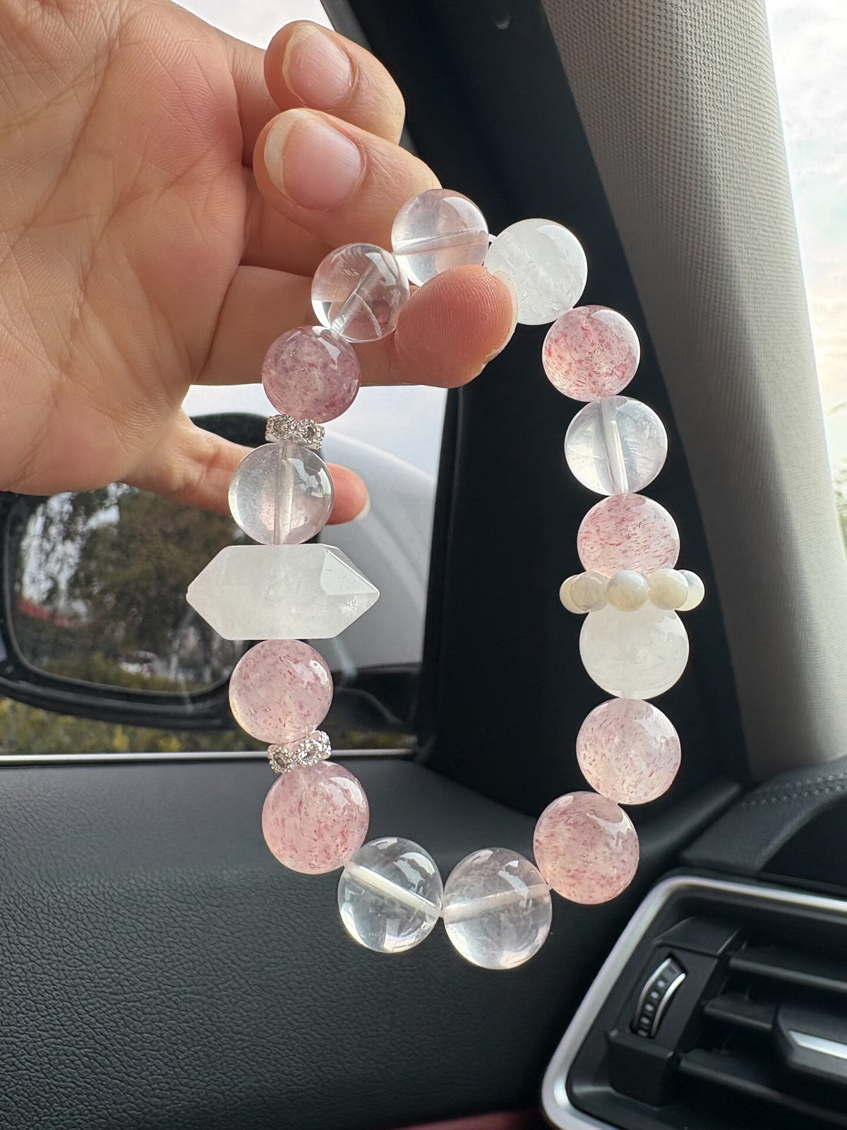 Pink Quartz Beaded Bracelet 12mm