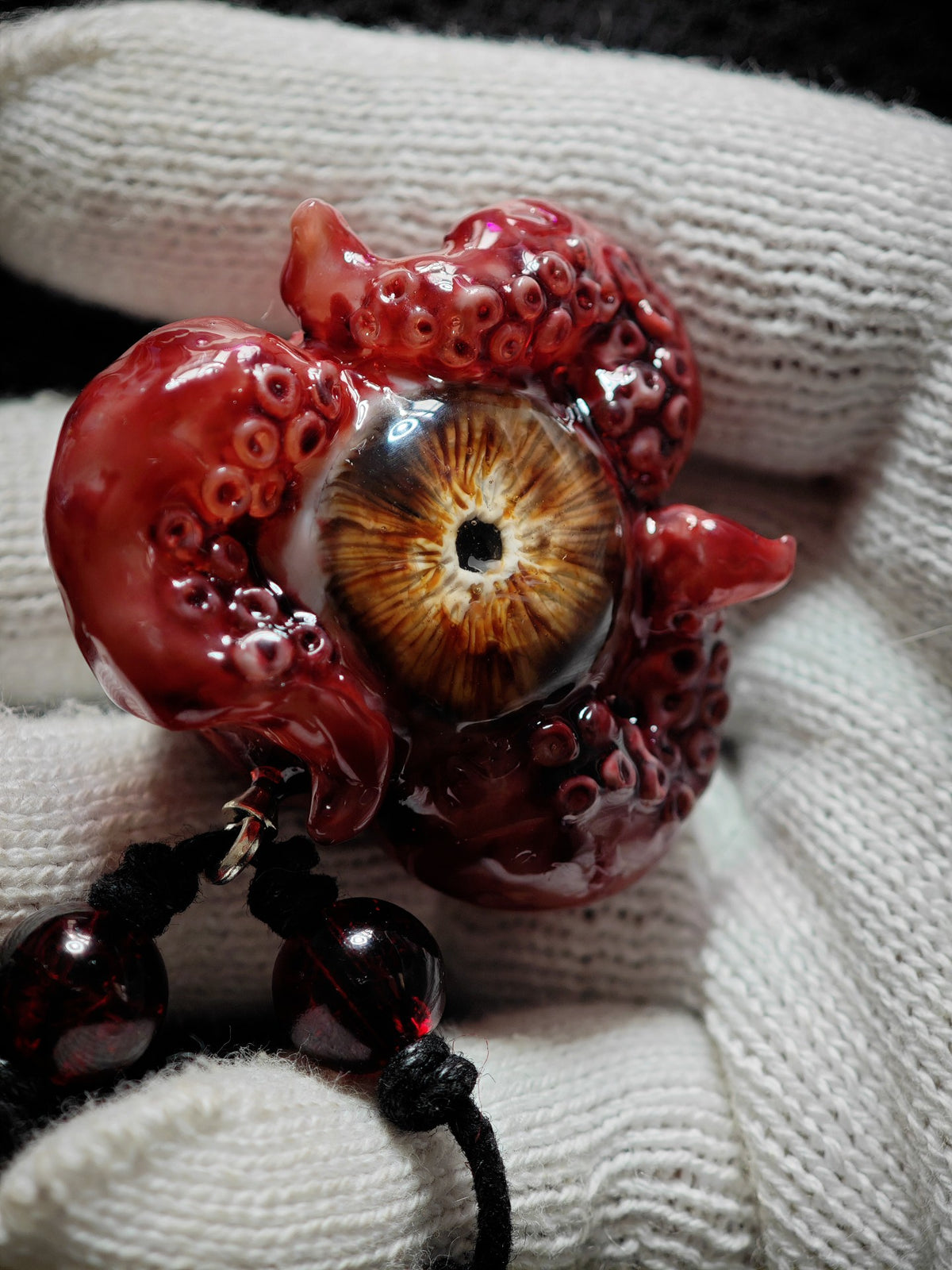 Cthulhu Eye Pendant Red Tentacle Resin Necklace