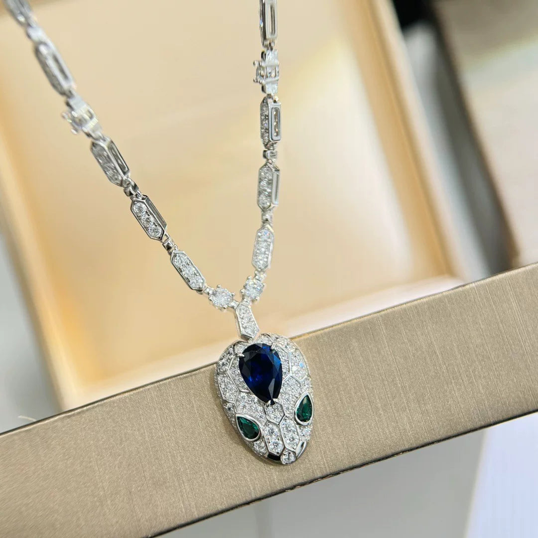 S925 Platinum Plated Diamond Snake Necklace
