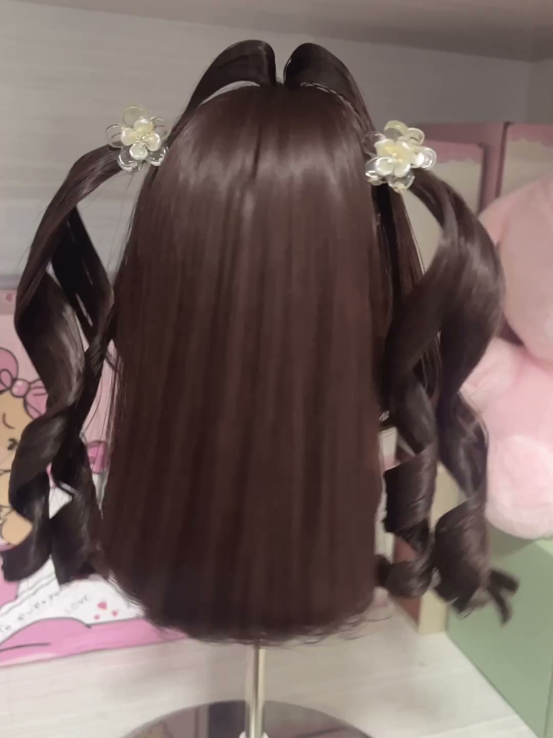 Anime Doll Wig Brown Twin Tails