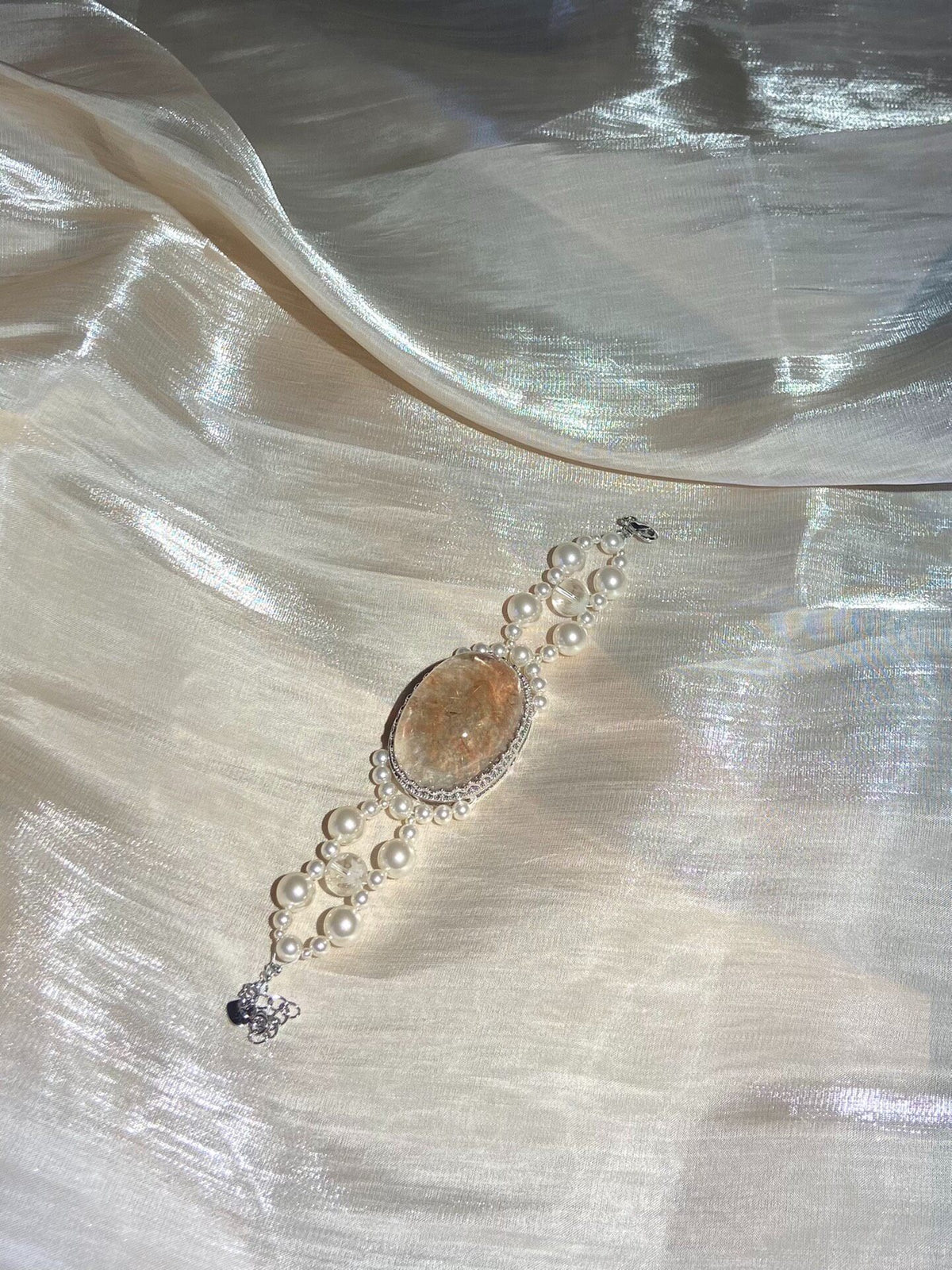 Rutilated Quartz Oval Cabochon Bracelet