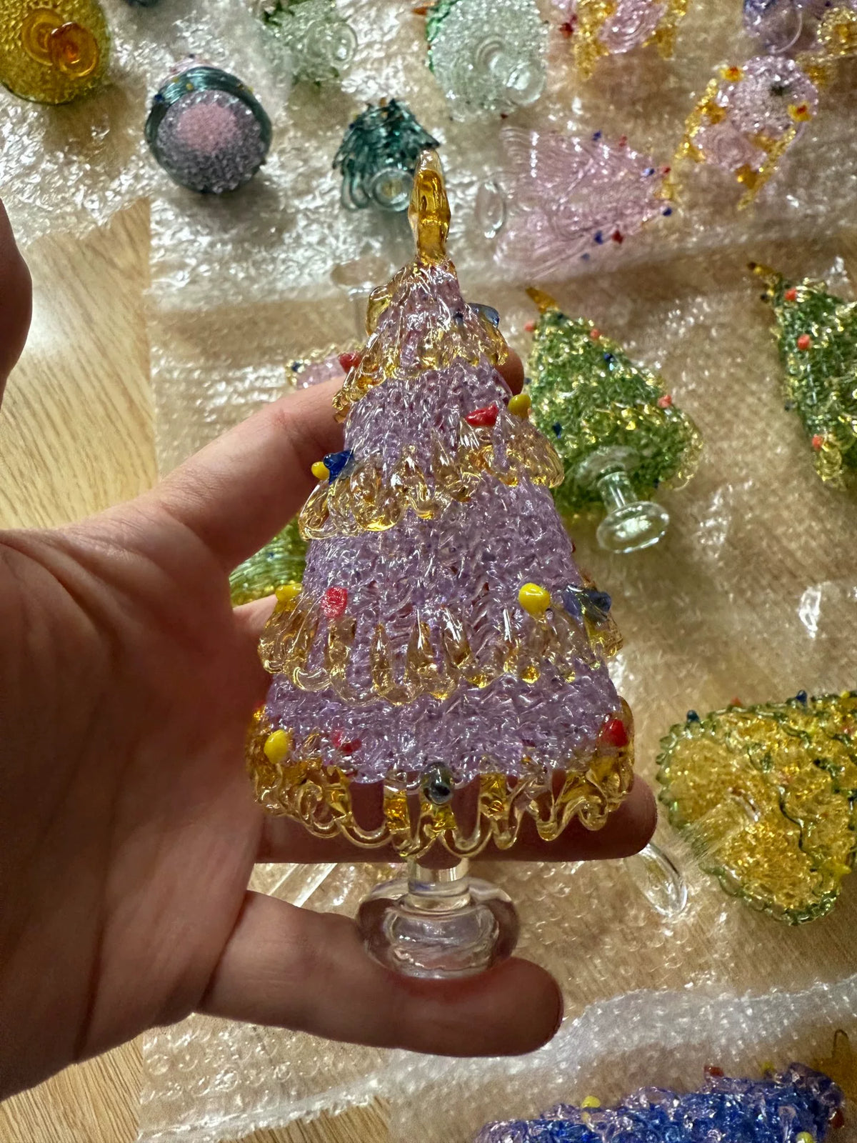 Handcrafted Glass Christmas Tree Lavender 15cm