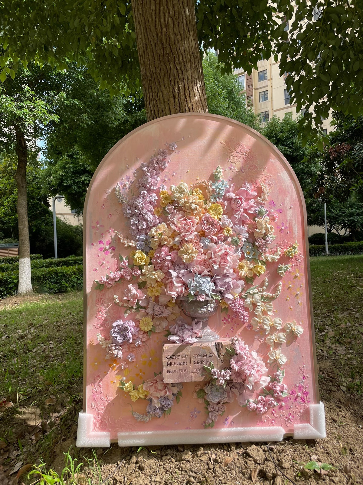 Clay Floral Painting Arch Panel 100cm