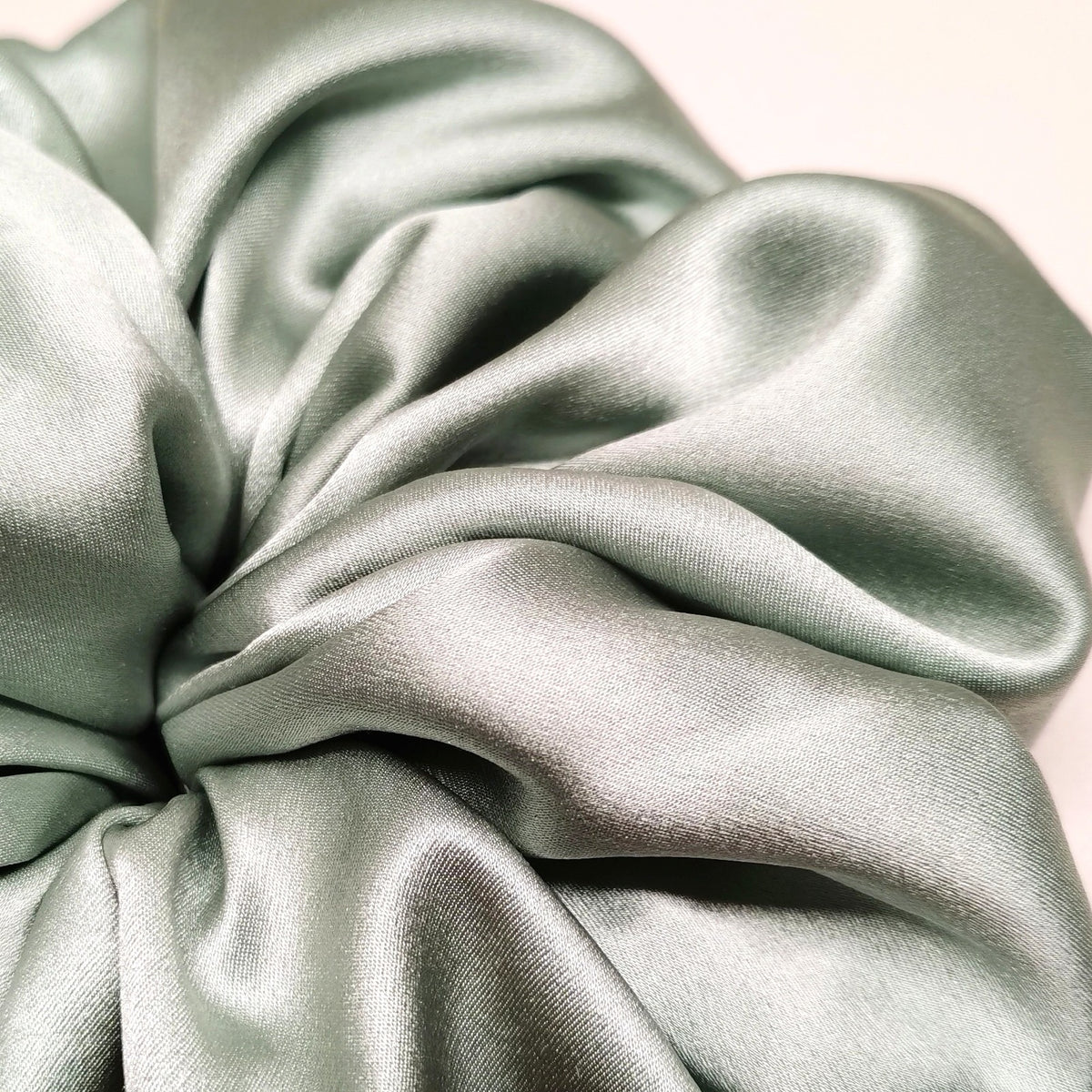 Wide Satin Hair Scrunchie Sage Green