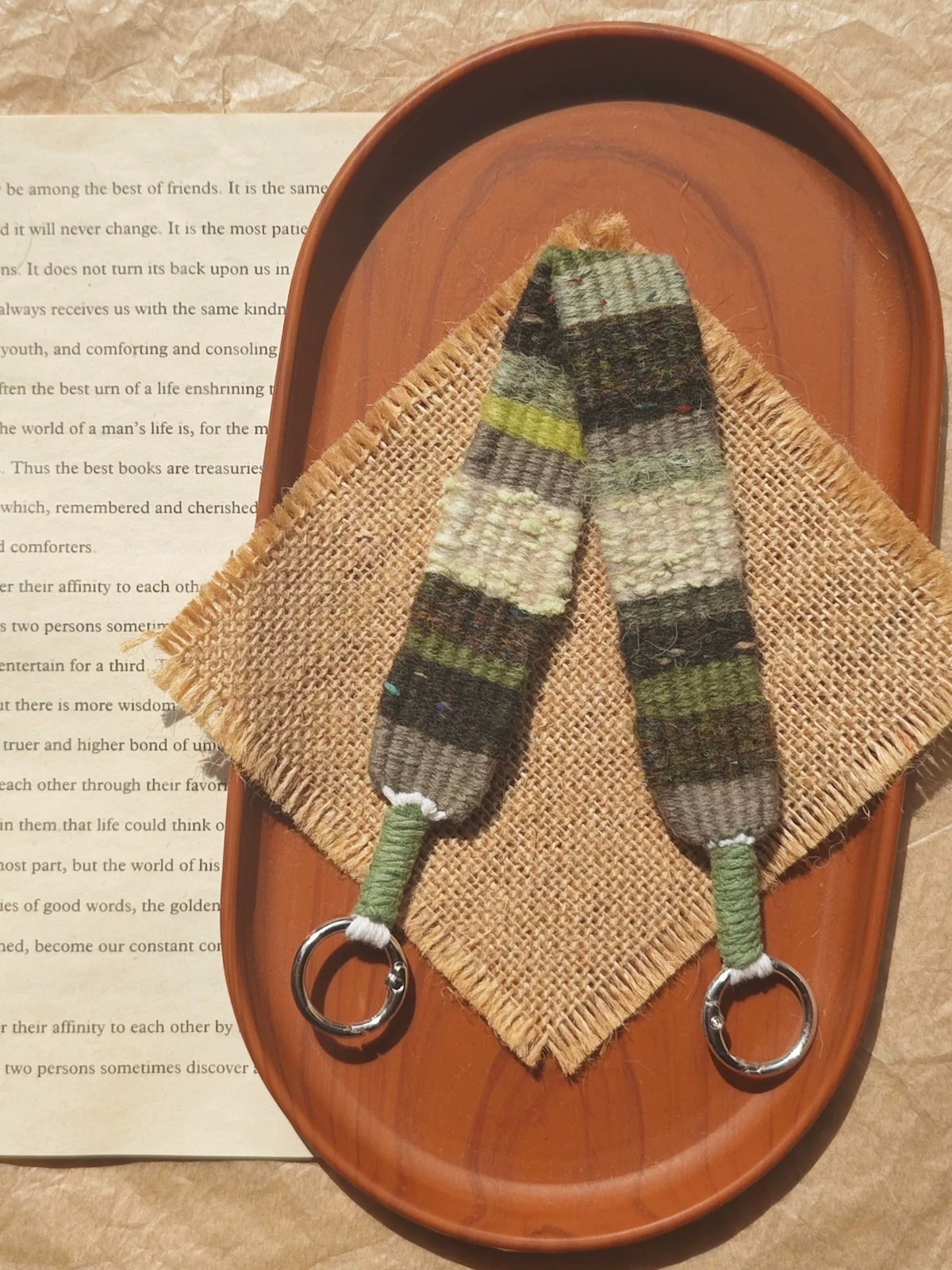 ハンドメイド 手織り フォレストグリーン リストバンドストラップ