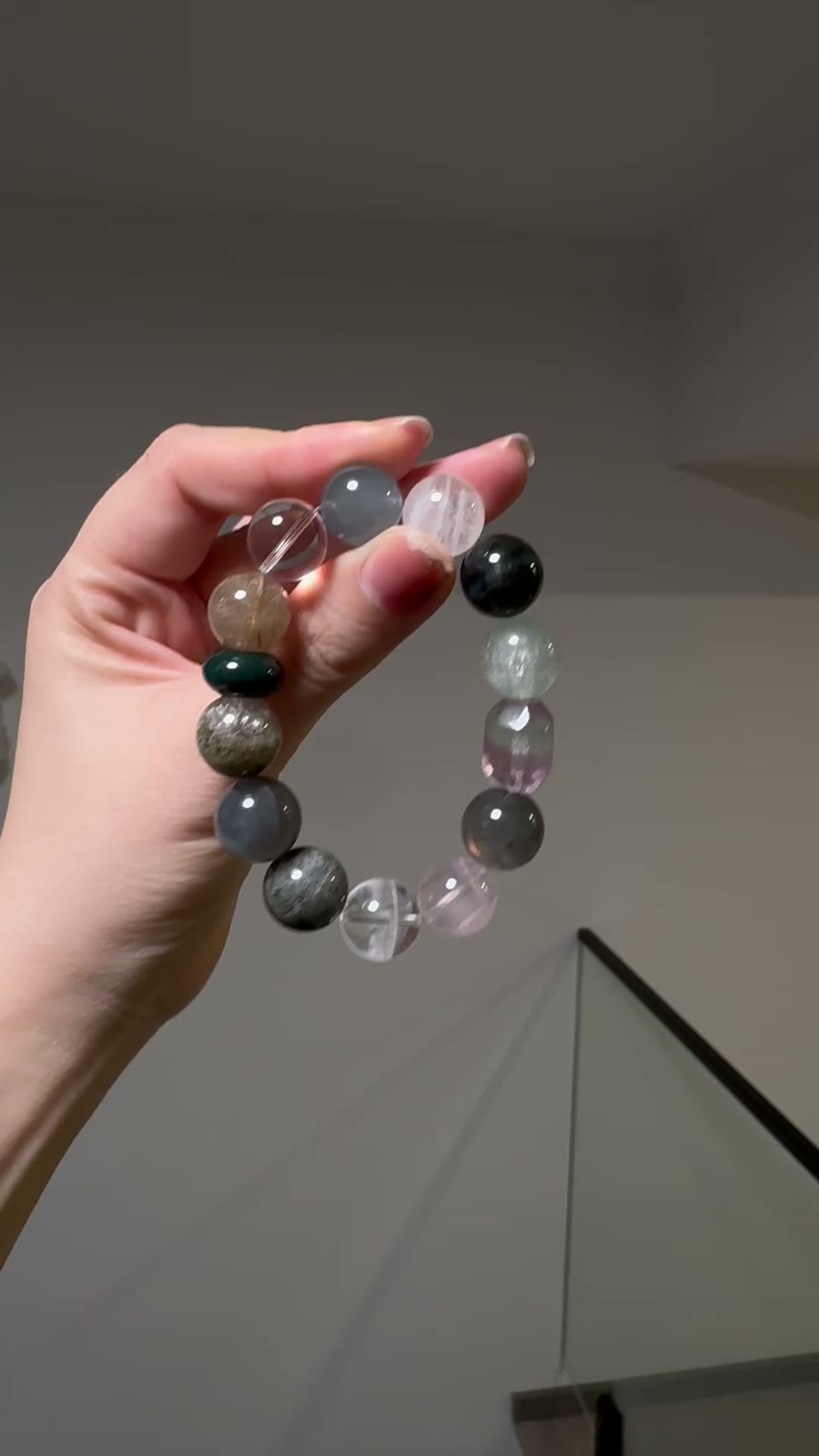 Mixed Gemstone Crystal Beaded Bracelet 14mm