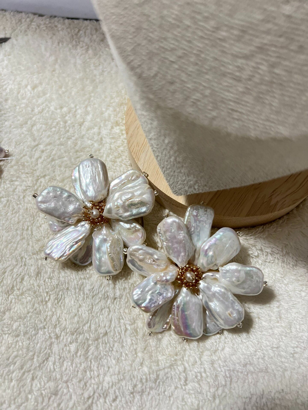 Square Baroque Pearl Floral Brooch Clip