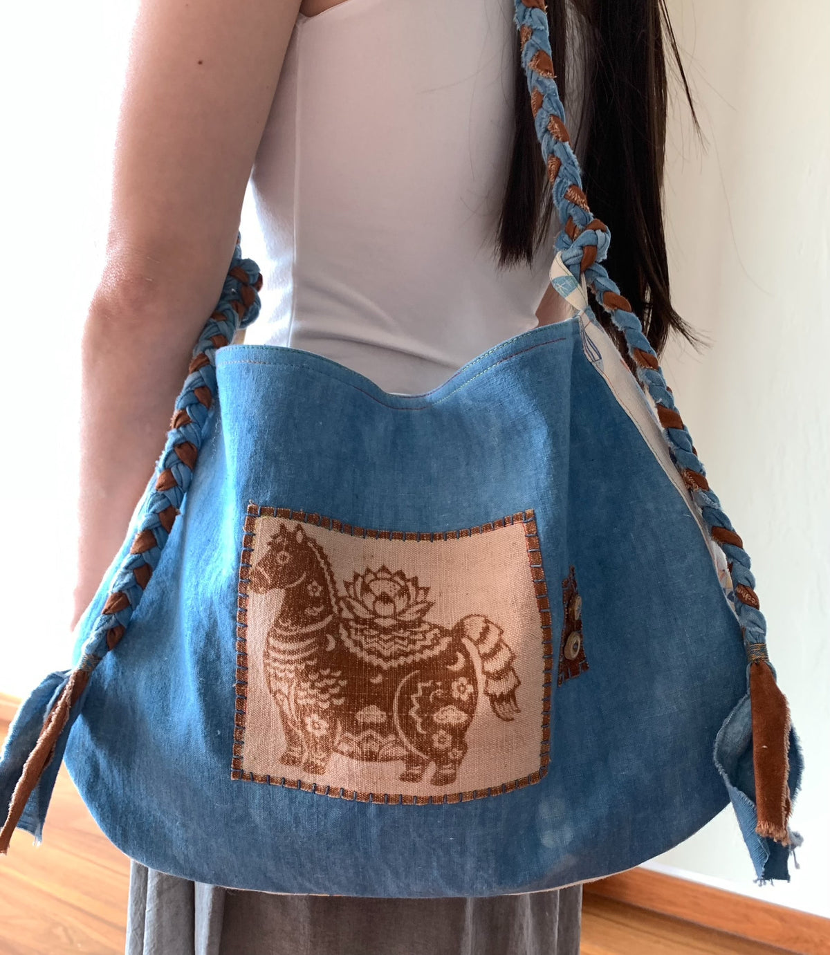 Handwoven Indigo Adjustable Crossbody Bag