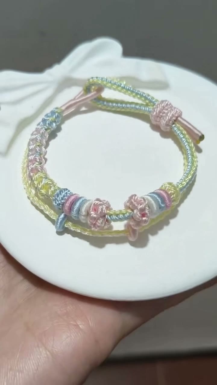 Handwoven Rainbow Gradient Bracelet with Adjustable Knot