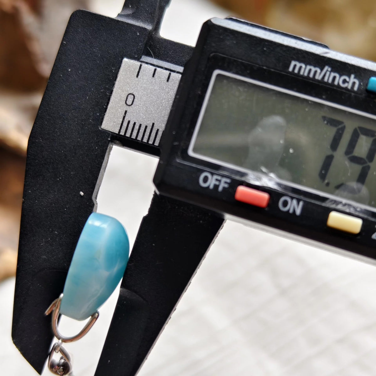 Larimar Tropfenanhänger S925 Silber Titan Kette