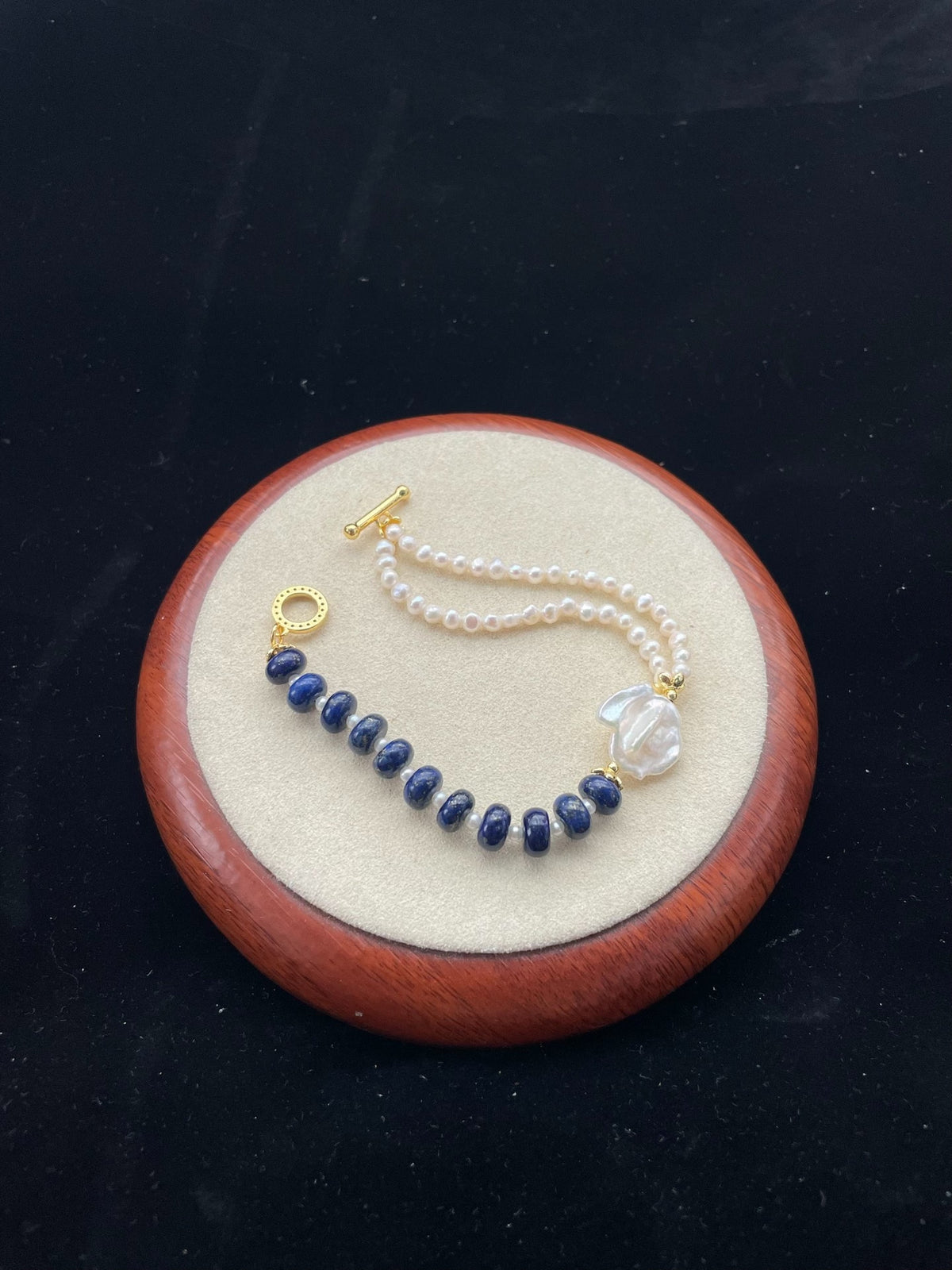 Pulseira de Lápis-Lazúli Ábaco com Pérolas