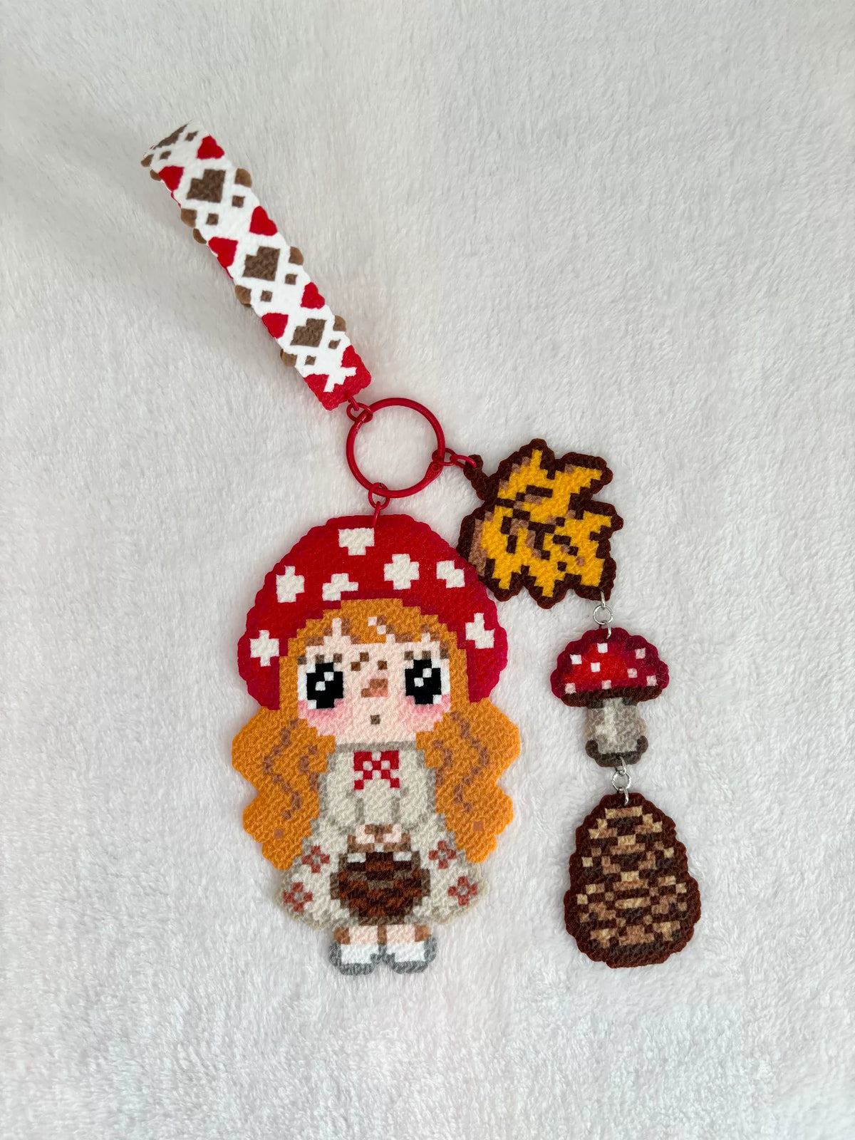 Pixel Mushroom Girl Väskväor och nyckelring
