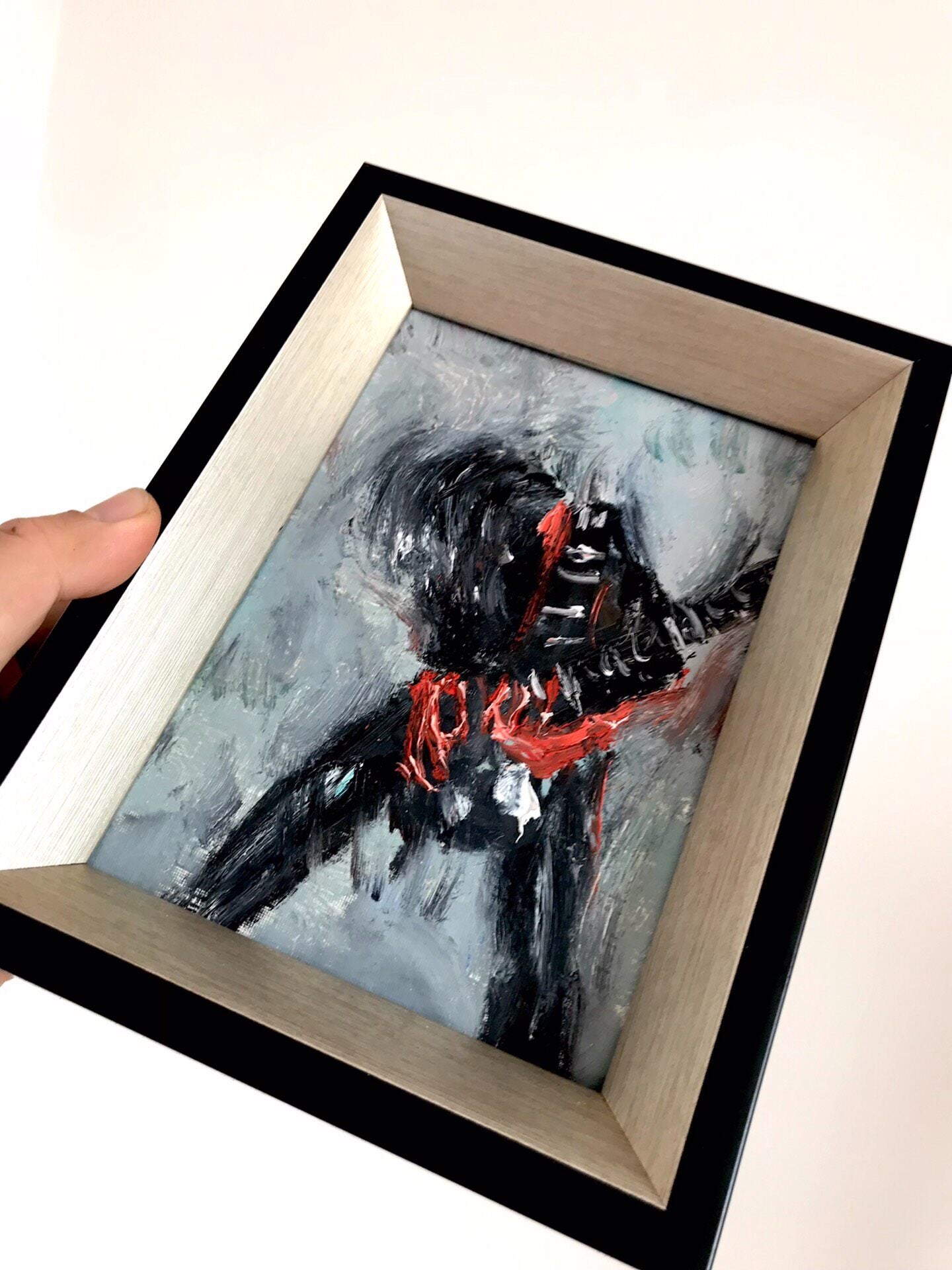 Hand-Painted Oil Painting "Rock Singer" Framed 16x12 cm