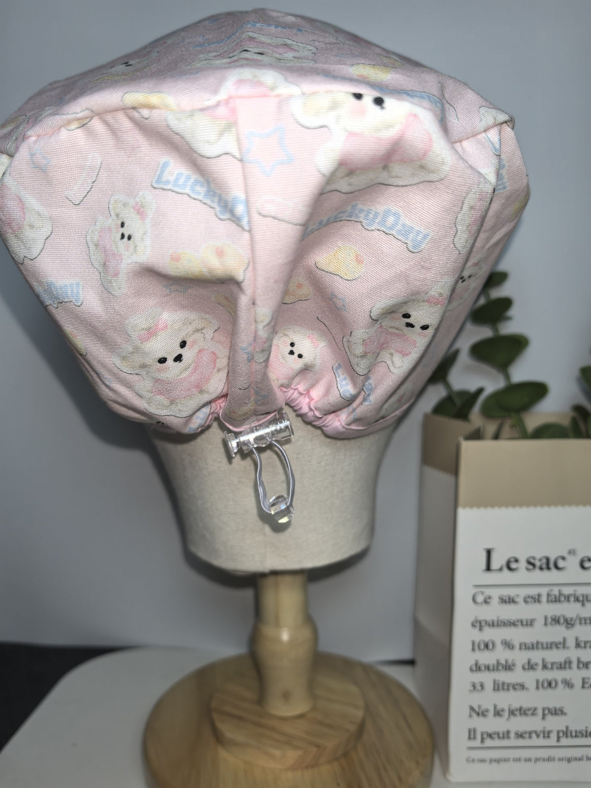 Pink Puppy Print Cotton Surgical Cap
