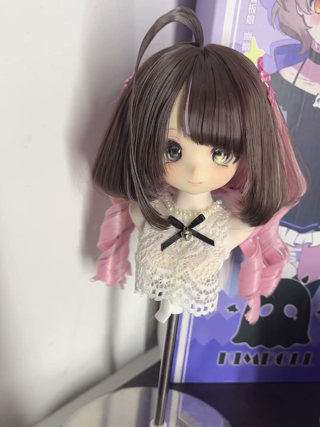 Doll Wig with Pink Twin Tails