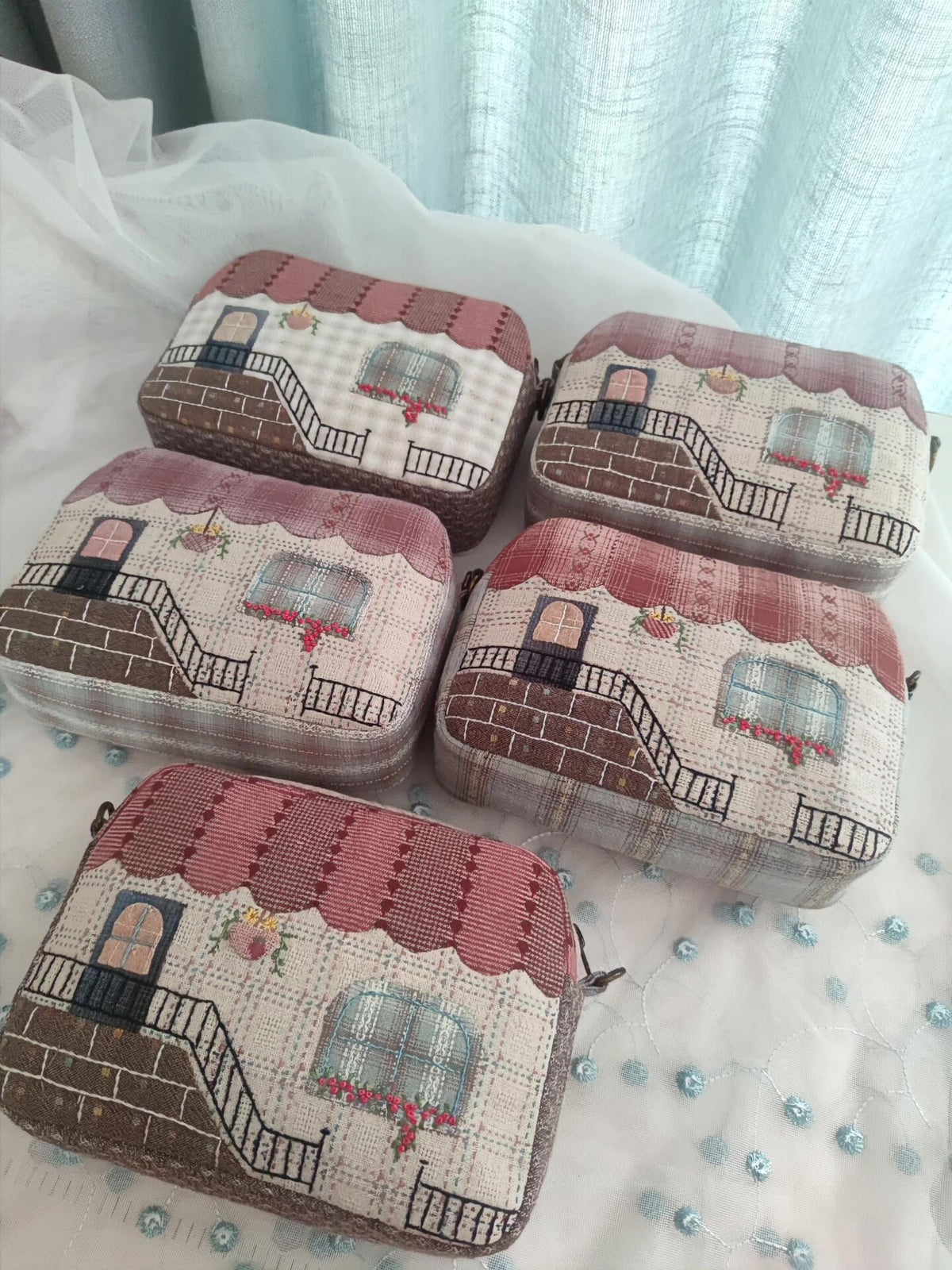 Handmade Fabric House Pouch 18cm