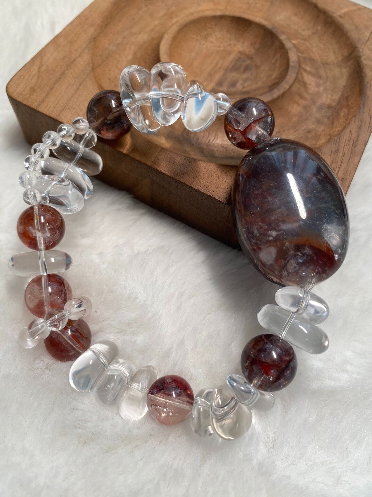 Natural Crystal Bracelet Oval Cabochon Clear Quartz