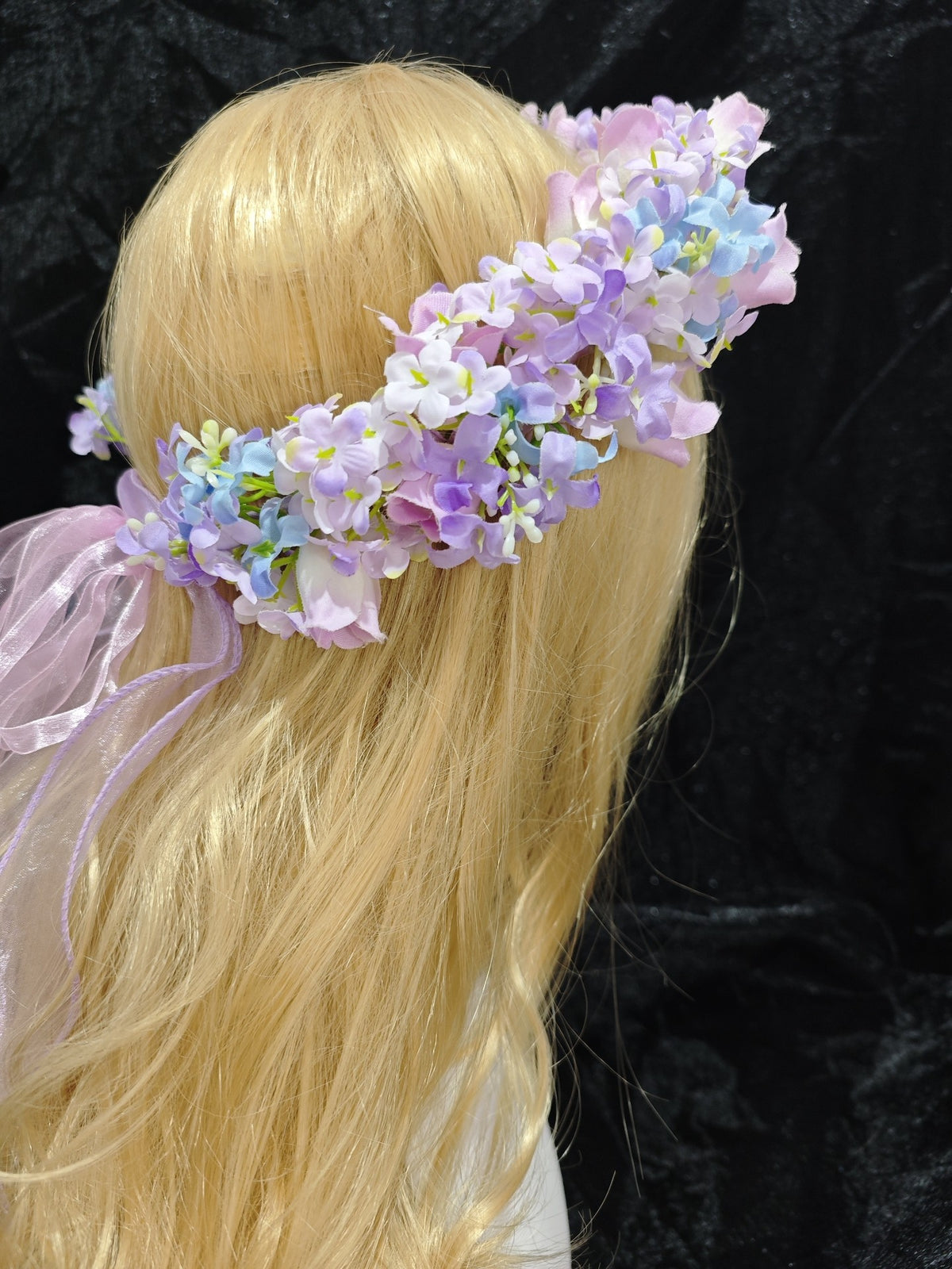 Purple Bellflower Floral Head Wreath