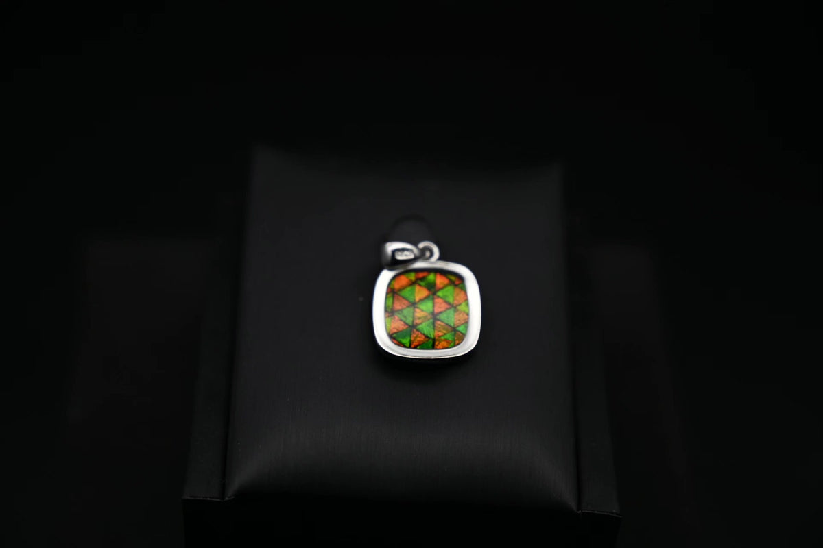 Checkerboard Jewel Beetle Silver Pendant Necklace