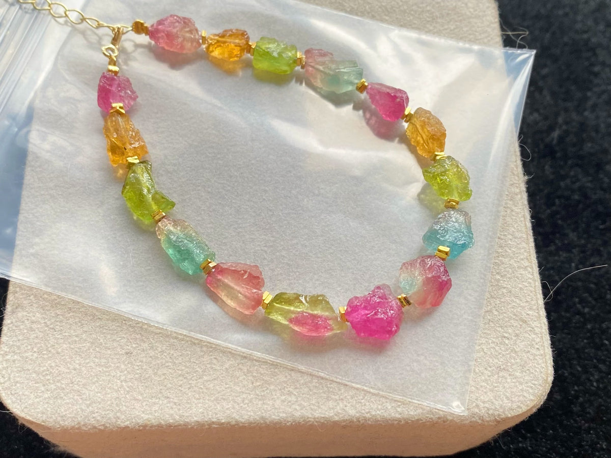Bracciale Arcobaleno in Tormalina Anguria Grezza